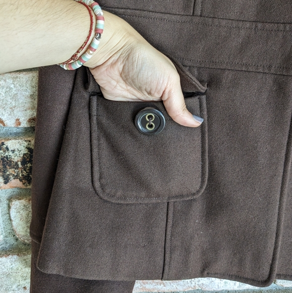 🍂 Tulle Peter Pan Collar Brown Coat Mod Lining Size L - Picture 4 of 8